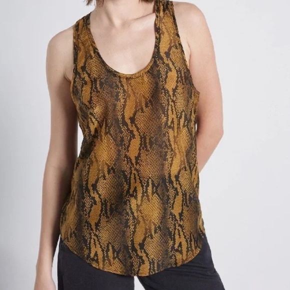 Anthropologie x Current/Elliott Tank The Bermuda Bronze Brown Snakeskin print 0 - Picture 2 of 10